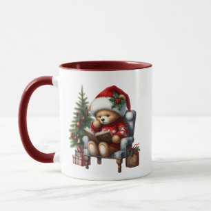 Cute Christmas bear add monogram Mug