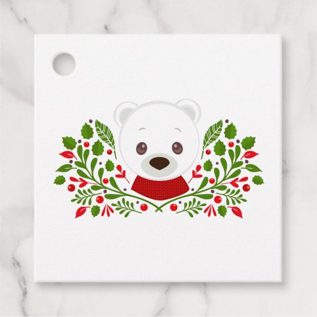Cute Christmas Bear Favour Tags (Front)