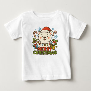Cute Christmas Bear Illustration Baby T-Shirt