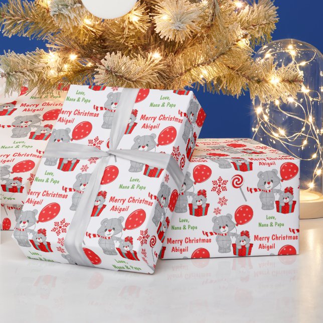 Cute Christmas Bear Kids Wrapping Paper (Holidays)