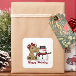 Cute Christmas bear snowman add message sticker<br><div class="desc">design by Cheryl Seslar at www.digiwebstudio.com</div>