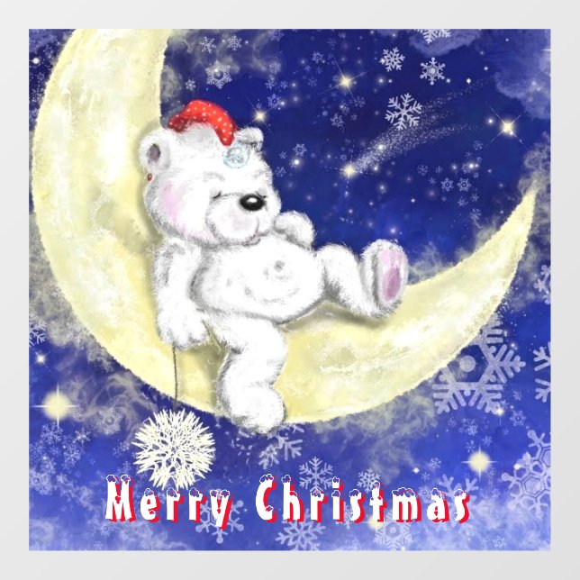 Cute Christmas Bear Window Cling (Sheet)