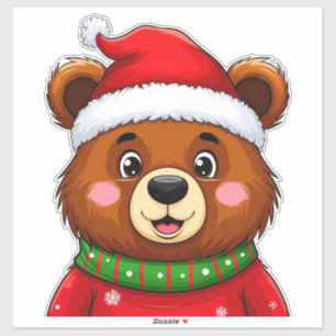 Cute Christmas Bear With Santa Hat