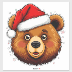 Cute Christmas Bear With Santa Hat