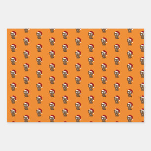 Cute Christmas Beavers Wrapping Paper Sheet