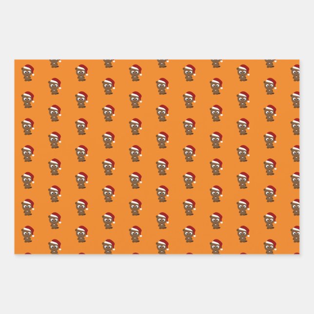 Cute Christmas Beavers Wrapping Paper Sheet (Front)