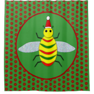 Cute Christmas Bee and Poinsettia Flowers