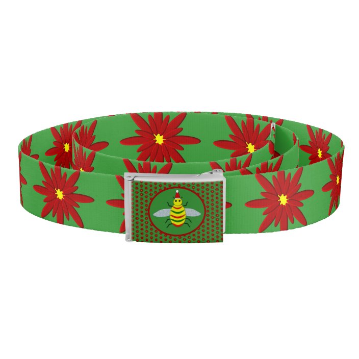 Cute Christmas Bee and Poinsettia Flowers Belt Zazzle.ca