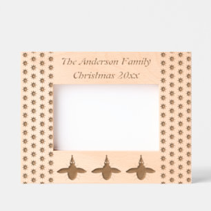 Cute Christmas Bee and Poinsettia Flowers Custom Etched Frames