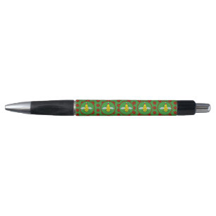 Cute Christmas Bee and Poinsettia Flowers Pen