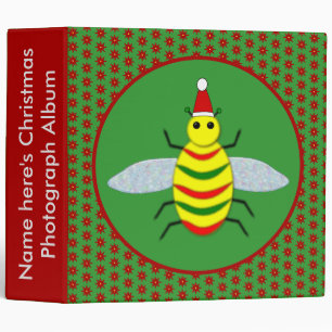 Cute Christmas Bee and Poinsettia Flowers Photo Binder