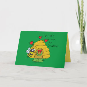 Cute Christmas Bee Funny Holiday Cartoon Card