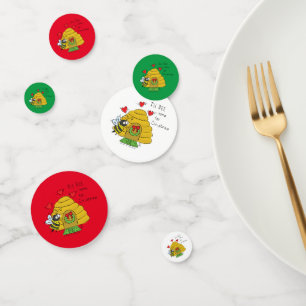 Cute Christmas Bee Funny Holiday Cartoon Confetti