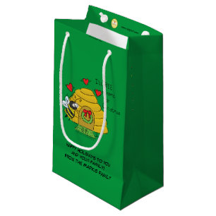 Cute Christmas Bee Funny Holiday Cartoon Small Gift Bag