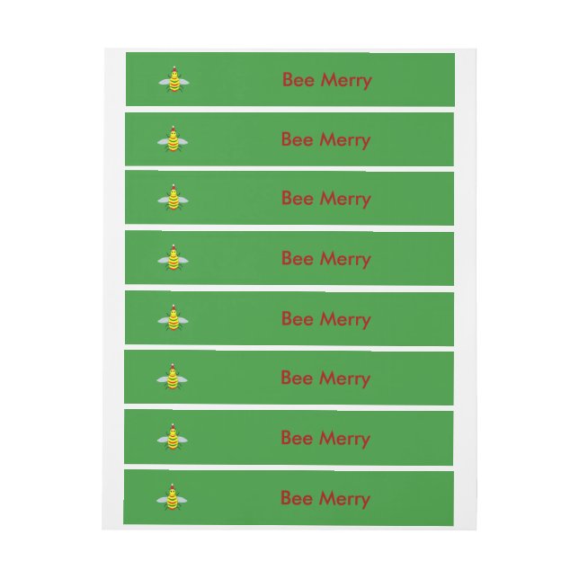 Cute Christmas Bee Wraparound Address Label (Sheet)