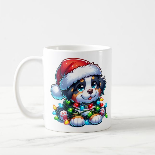 Cute Christmas Bernese Mountain Dog Coffee Mug (Left)