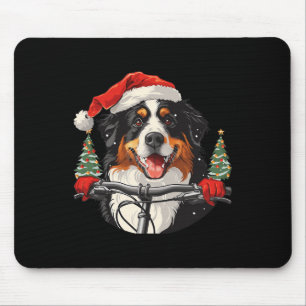 Cute Christmas Bernese Mountain Dog Riding A Bike  Mouse Pad