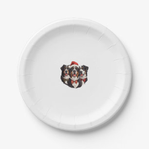 Cute Christmas Bernese Mountain Dogs Santa Hat Hol Paper Plate