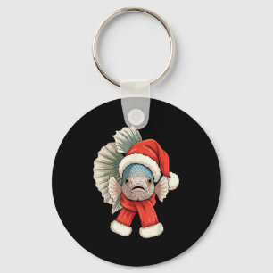 Cute Christmas Betta Fish Santa  Keychain