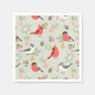 Cute Christmas Bird Pattern Holiday Design Napkin