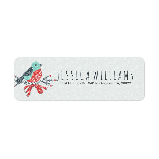 Cute Christmas Bird Red Turquoise & White (Front)