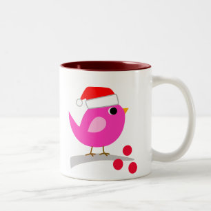 Cute Christmas Bird Two-Tone Coffee Mug