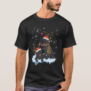 Cute Christmas Black Lab Santa Hats Reindeer Dog T-Shirt