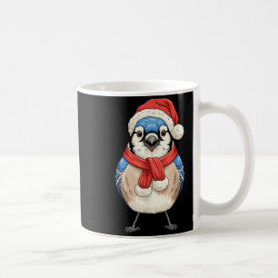Cute Christmas Blue Jay Santa Bird Watching Coffee Mug