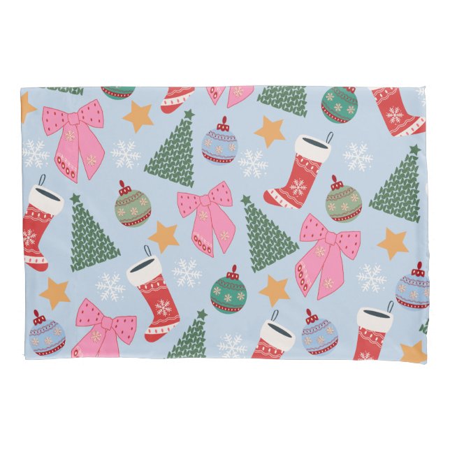 Cute Christmas Blue Pillowcase (Front)