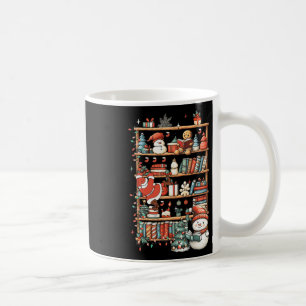Cute Christmas Bookshelf Santa Reading Books Ginge Coffee Mug