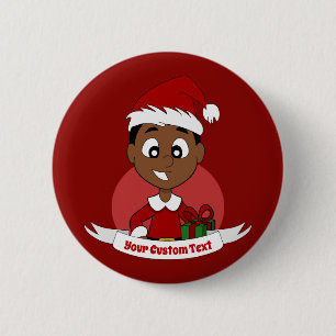 Cute Christmas boy cartoon 2 Inch Round Button
