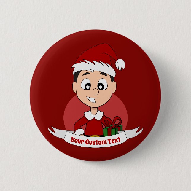 Cute Christmas boy cartoon 2 Inch Round Button (Front)