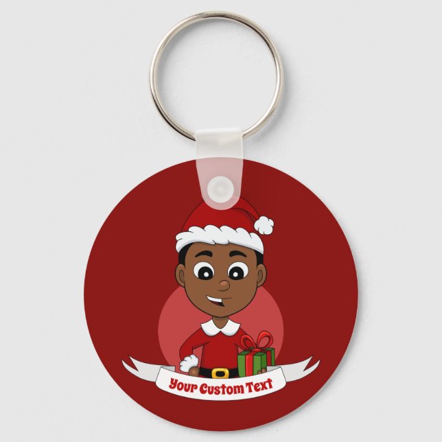 Cute Christmas boy cartoon Keychain (Front)