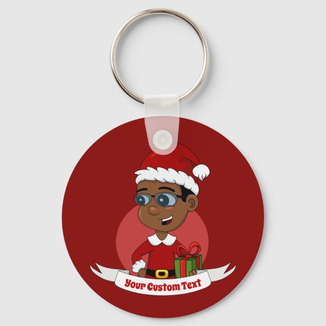 Cute Christmas boy cartoon Keychain (Front)