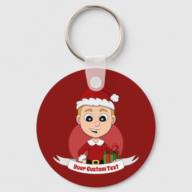 Cute Christmas boy cartoon Keychain (Front)