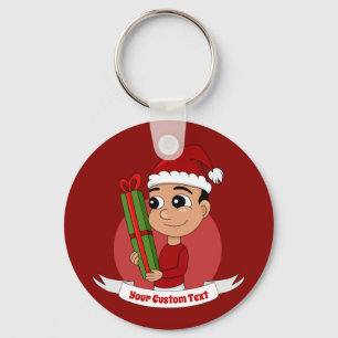 Cute Christmas boy cartoon Keychain