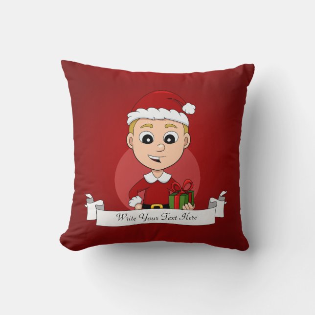 Cute Christmas boy with blonde hair Throw Pillow (Front)