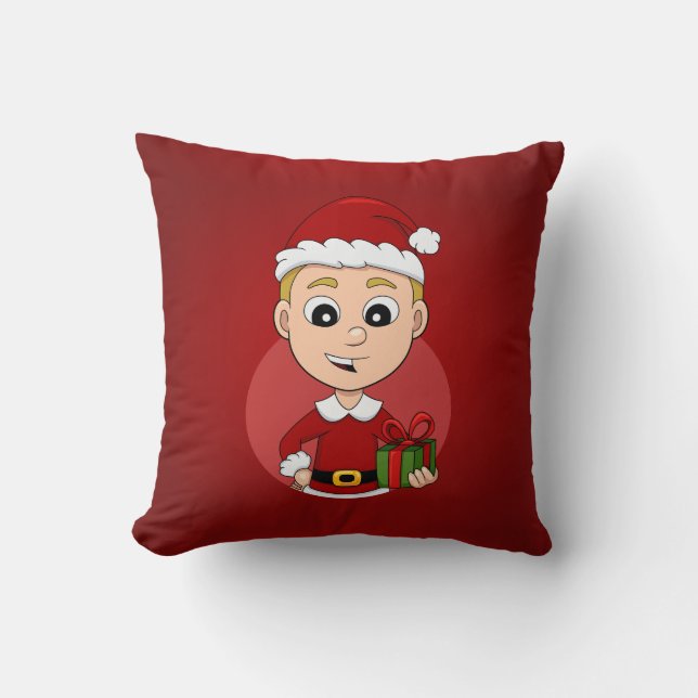 Cute Christmas boy with blonde hair Throw Pillow (Front)
