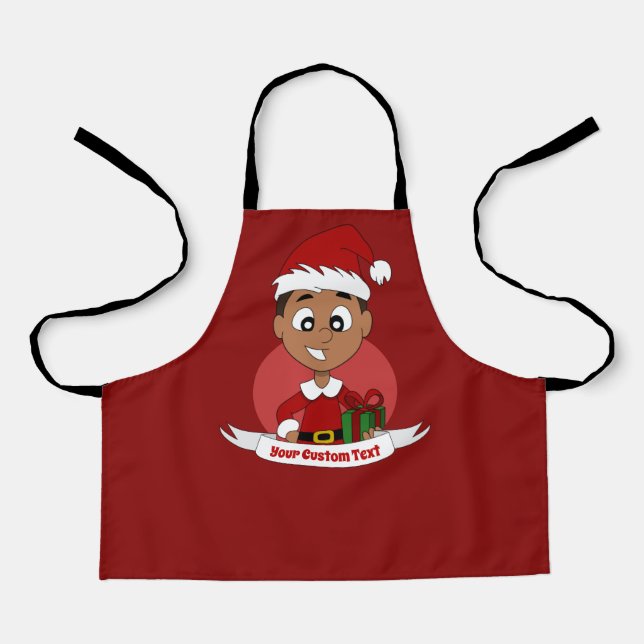 Cute Christmas boy with dark brown hair Apron (Front)