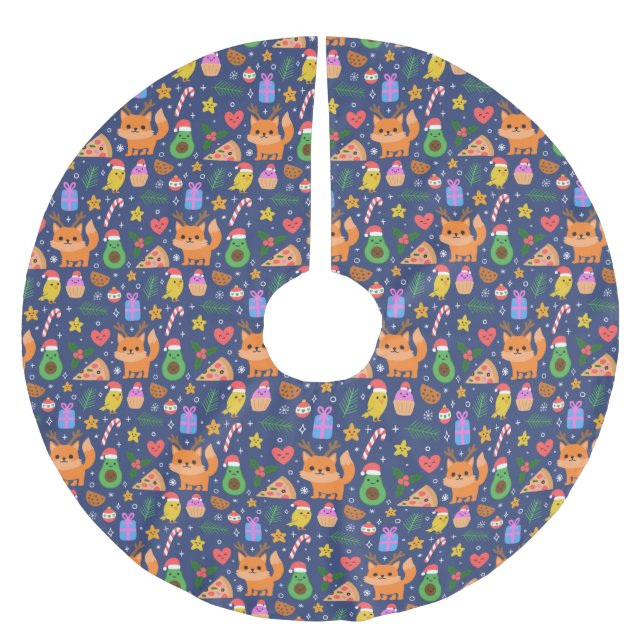 Cute Christmas Brushed Polyester Tree Skirt (Front)
