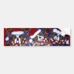Cute Christmas Bulldog Bumper Sticker