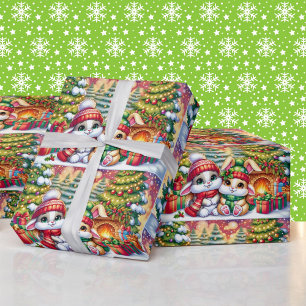 Cute Christmas Bunny Children's Giftwrap Wrapping Paper