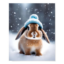 Cute Christmas Bunny in a Bobble Hat OWN ART