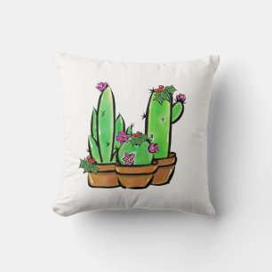 Cute Christmas Cactus cacti succulents  Throw Pillow