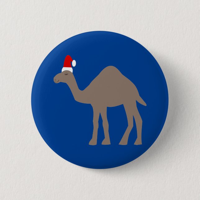 Cute Christmas Camel 2 Inch Round Button (Front)