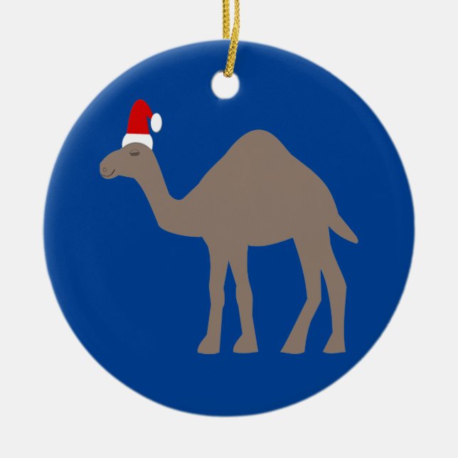 Cute Christmas Camel Custom Ceramic Ornament (Front)