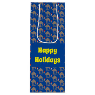 Cute Christmas Camel Custom Wine Gift Bag
