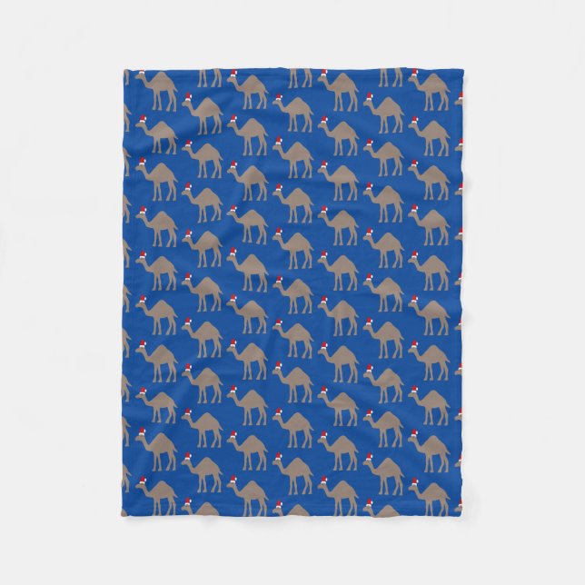 Cute Christmas Camel Patterned Fleece Blanket (Front)