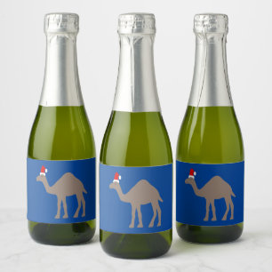 Cute Christmas Camel Sparkling Wine Label