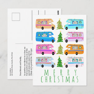 Cute Christmas Camper Vintage Motorhomes RV Xmas Postcard